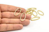 Oval Pirinç Charm, 12 Ham Pirinç Oval Bağlantı Parçası (14x28x1,4x1,8 mm) BS 1739