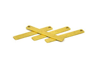 Tiny Rectangle Bar, 24 Raw Brass Rectangle Stamping Blanks with 1 Hole, Necklace Finding (35x5x0.80mm) U031