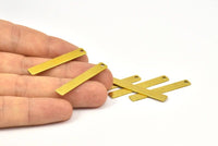 Tiny Rectangle Bar, 24 Raw Brass Rectangle Stamping Blanks with 1 Hole, Necklace Finding (35x5x0.80mm) U031