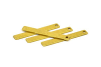 Tiny Rectangle Bar, 24 Raw Brass Rectangle Stamping Blanks with 1 Hole, Necklace Finding (35x5x0.80mm) U031