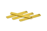 Tiny Rectangle Bar, 24 Raw Brass Rectangle Stamping Blanks with 1 Hole, Necklace Finding (35x5x0.80mm) U031