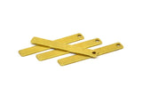Tiny Rectangle Bar, 48 Raw Brass Rectangle Stamping Blanks with 1 Hole, Necklace Finding (35x5x0.80mm) U031