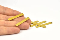 Tiny Rectangle Bar, 48 Raw Brass Rectangle Stamping Blanks with 1 Hole, Necklace Finding (35x5x0.80mm) U031