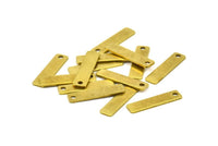 Tiny Rectangle Bar, 40 Raw Brass Rectangle Stamping Blanks with 1 Hole, Necklace Finding (20x5x0.80mm) U025
