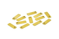 Tiny Rectangle Bar, 50 Raw Brass Rectangle Stamping Blanks with 1 Hole, Necklace Finding (15x5x0.80mm) U023