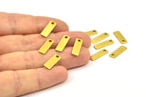 Tiny Rectangle Bar, 50 Raw Brass Rectangle Stamping Blanks with 1 Hole, Necklace Finding (15x5x0.80mm) U023