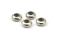 Silver Bead Keeper, 24 Silver Tone Brass Bead Keeper, Silicone And Brass, Rondelle (9.5x4.3mm) BS 1772