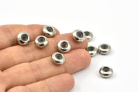 Silver Bead Keeper, 24 Silver Tone Brass Bead Keeper, Silicone And Brass, Rondelle (9.5x4.3mm) BS 1772