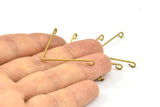 Brass Wire Pendant, 24 Raw Brass Wire Pendant With 2 Holes (30x0.8mm) BS 1767