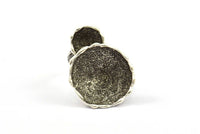 Duchess Ring Setting , 1 Antique Silver Plated Duchess Ring Setting with Pad Size 21mm U047