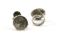 Duchess Ring Setting , 1 Antique Silver Plated Duchess Ring Setting with Pad Size 21mm U047