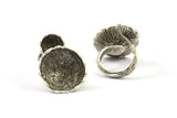 Duchess Ring Setting , 1 Antique Silver Plated Duchess Ring Setting with Pad Size 21mm U047