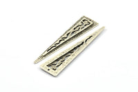 Antique Silver Textured Triangles, 2 Antique Silver Plated Triangle Pendant With 1 Hole, Earring Finding (58x14x2mm) N0231