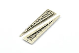 Antique Silver Textured Triangles, 2 Antique Silver Plated Triangle Pendant With 1 Hole, Earring Finding (58x14x2mm) N0231