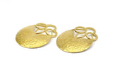 Brass Geometric Pendant, 2 Raw Brass Hammered Flower Pendants, Earring Findings (38x30x0.8mm) U064