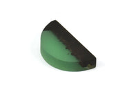 Resin&Wood Semicircle Pendant, 5 Green Black Half Moon Pendant with 2 Holes (32x16mm) X005