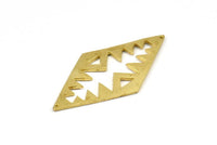 Pirinç Kabile Kolye, 2 Delikli, Tılsımlı, Bağlantı Parçalı 2 Ham Pirinç Çekiçlenmiş Elmas Dokulu Kolye (51x25x1,2 mm) U070