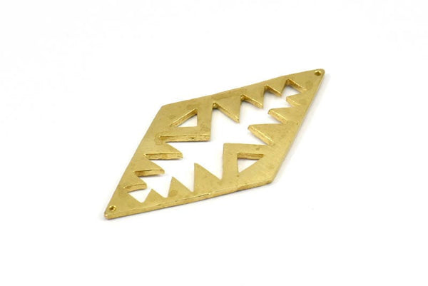 Pirinç Kabile Kolye, 2 Delikli, Tılsımlı, Bağlantı Parçalı 2 Ham Pirinç Çekiçlenmiş Elmas Dokulu Kolye (51x25x1,2 mm) U070