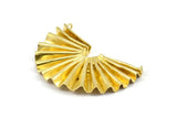 Semi Circle Pendant, 1 Raw Brass Semi Circle Fan Pendant With 2 Loops (51x37x5x0.6mm) U073