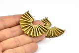 Paper Rosette shape Brass Pendant, 1 Brass Semi Circle Pendant With 2 Loops (40x30x4.2x0.6mm) U072