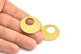 Hammered Ear Hoops, Raw Brass Round 1 Hole Stamping Earring Findings, (32mm) N0473