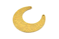 Hammered Moon Crescent Charm, Raw Brass Hammered Moons with 2 Holes Pendant (37x13x4mm) N0474