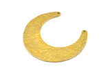 Hammered Moon Crescent Charm, Raw Brass Hammered Moons with 2 Holes Pendant (45x14x4mm) N0436
