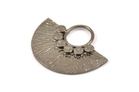 Semi Circle Pendant, 2 Black Plated Brass Semi Circle  Pendants (32x25mm) N0392 H0237