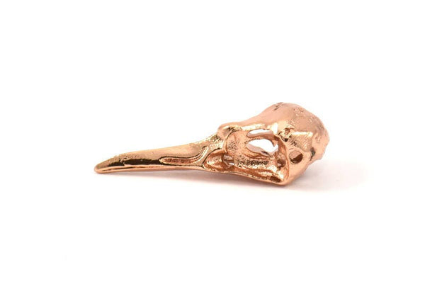Rose Gold Bird Skull, 1 Rose Gold Plated Brass Bird Skull Necklace Pendants (32x11x10mm) N0492 Q0105