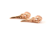 Rose Gold Bird Skull, 1 Rose Gold Plated Brass Bird Skull Necklace Pendants (32x11x10mm) N0492 Q0105