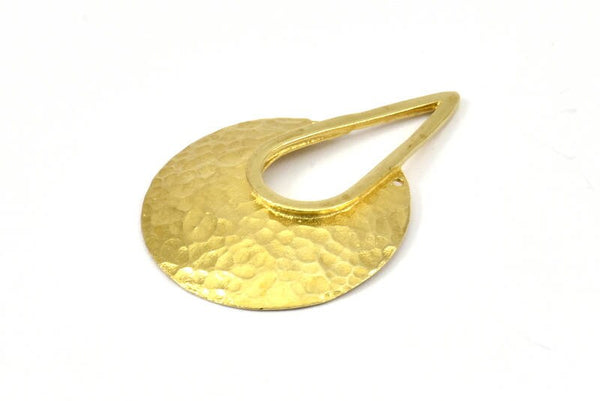 Brass Drop Pendant, 3 Raw Brass Hammered Drop Pendant With 2 Holes, Findings (41x28x0.6mm) U079