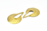 Brass Drop Pendant, 3 Raw Brass Hammered Drop Pendant With 2 Holes, Findings (41x28x0.6mm) U079