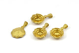 Brass Flower Earring Findings, 4 Raw Brass Earring Findings with 1 Loop and 8mm Pad Setting (27x16x5.5mm) U080