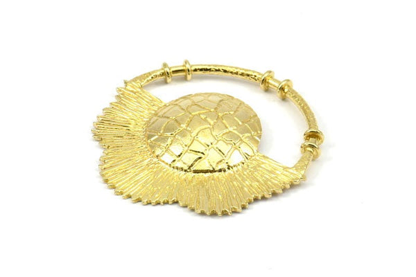 Brass Flower Pendant, 1 Raw Brass Elegant Semi Flower Earring Findings (41x42x1mm) U078