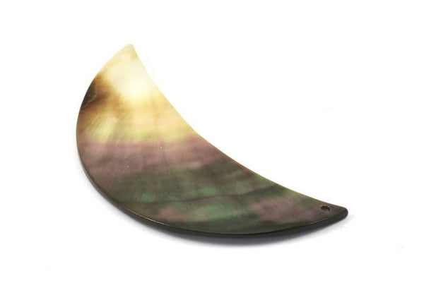 Mother Of Pearl Pendant, 4 MOP Crescent Moon Pendant With 2 Holes (55x22x1.5mm) X011