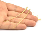 Brass Stud Earring Wires, 12 Raw Brass Needle Bar Earring Wires with 1 Hole (70x2.5x1mm) BS 2291