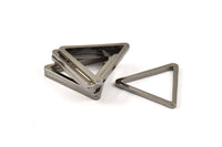 Üçgen Charm - 6 Siyah Kaplamalı Pirinç Üçgen Charm (28x2mm) D0013
