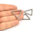 Üçgen Charm - 6 Siyah Kaplamalı Pirinç Üçgen Charm (28x2mm) D0013