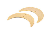 Gold Hammered Moon Pendant, 2 Gold Plated Brass Hammered Moons with 2 Holes (44x12mm) N0389 Q0087