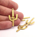 Cam Çerçeveli Kaktüs, 4 mm Taş Çerçeveli Ham Pirinç Kaktüs Tılsımları, Mücevher Malzemeleri, Bulgular (37x18 mm) N0228
