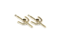 Cactus with Glass Setting,2 Antique Silver Plated Brass Cactus Charms with 4mm Stone Setting, Jewelry Supplies (37x18mm) N0228 H0235