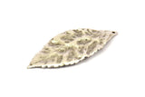 Wide Brass Leaf, 2 Antique Silver Plated Brass Leaf  Charms (46x20mm) N0190