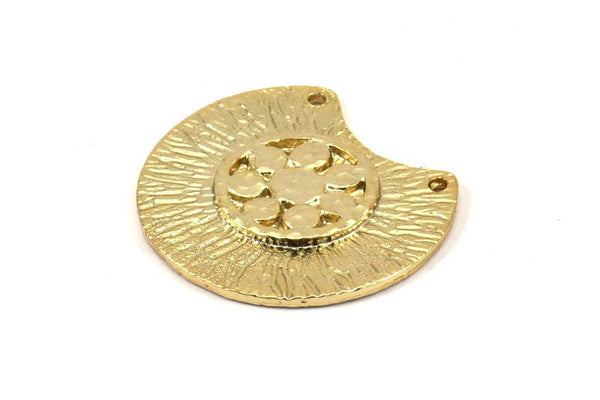 Semi Circle Pendant, 1 Gold Plated Brass Semi Circle  Pendant with 2 Holes (28x25mm) N0391 Q0023