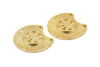Semi Circle Pendant, 1 Gold Plated Brass Semi Circle  Pendant with 2 Holes (28x25mm) N0391 Q0023