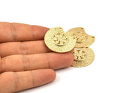 Semi Circle Pendant, 1 Gold Plated Brass Semi Circle  Pendant with 2 Holes (28x25mm) N0391 Q0023