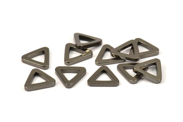 Triangle Charm - 8 Black Plated Brass Triangle Charms (13x2mm) D0020