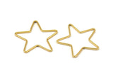 Gold Star Charm, 12 Gold Plated Brass Open Star Charms (24x0.8x0.6mm) BS 1078 Q0080