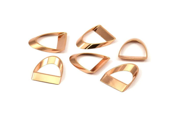Rose Gold Half Circle - 12 Rose Gold Plated Brass Semi Circle Thick Cut Connectors (8x16x0.4x2x20mm) D0087 Q0078