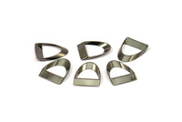 Siyah Yarım Daire - 12 Siyah Kaplamalı Pirinç Yarım Daire Kalın Kesim Konnektör (8x16x0,4x2x20mm) D0087