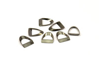 Siyah Yarım Daire - 12 Siyah Kaplamalı Pirinç Yarım Daire Kalın Kesim Konnektör (8x16x0,4x2x20mm) D0087